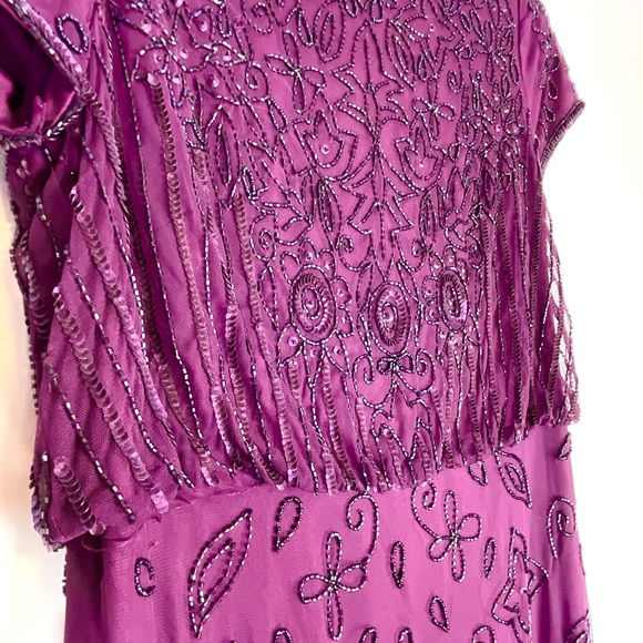 ADRIANNA PAPELL Womens Sequined Long Evening Gown Purple Size 8 - Picture 6 of 13